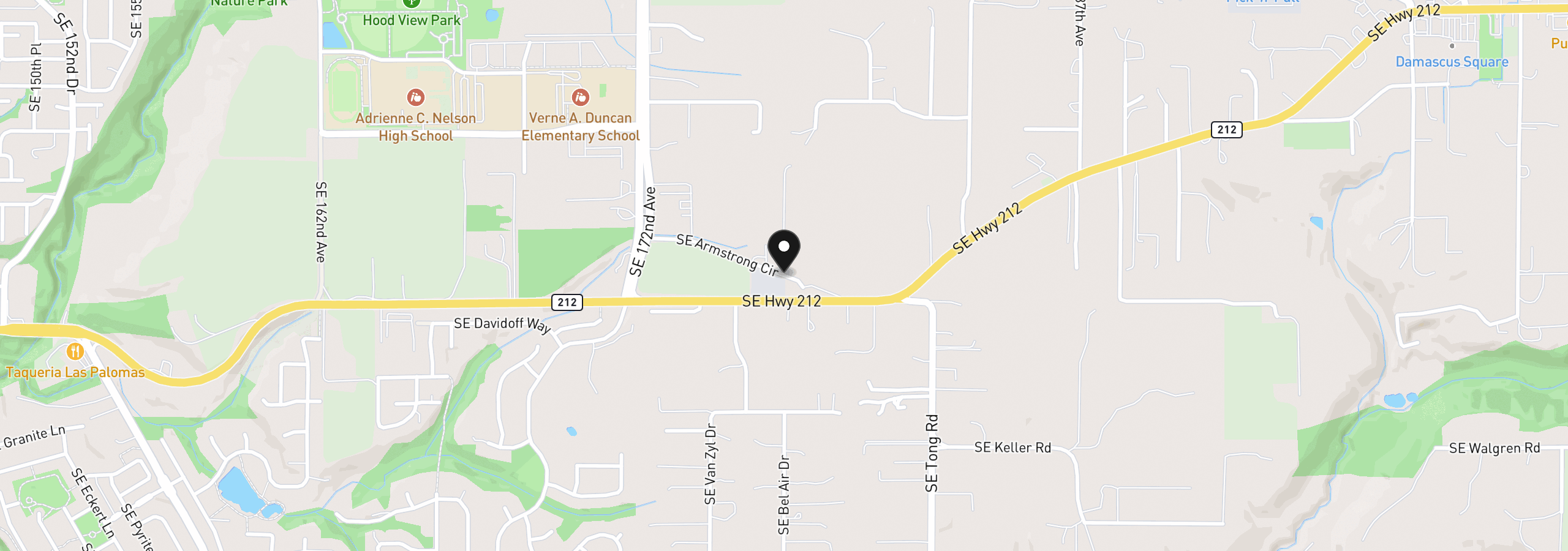 Map showing the location of SE Armstrong Cir, Happy Valley, OR 97089