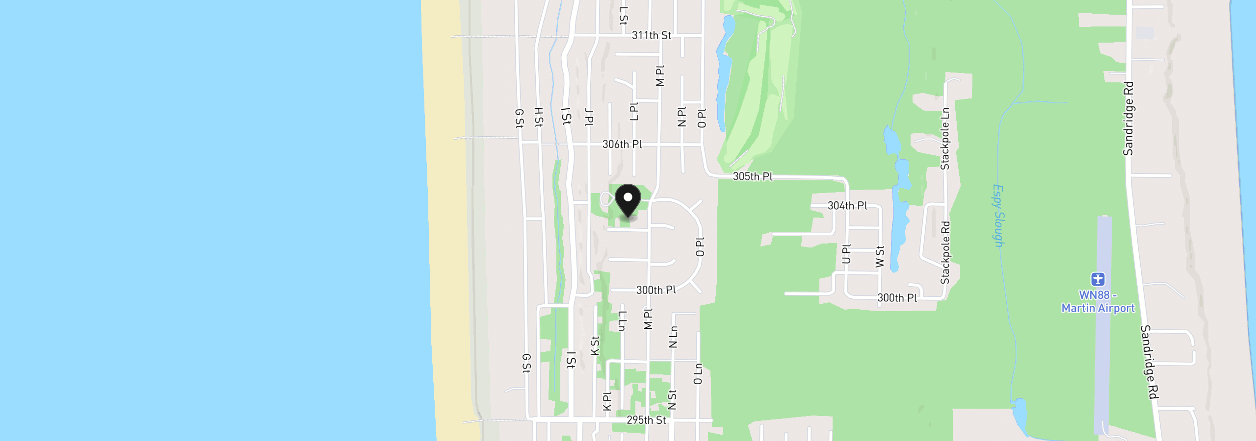Map showing the location of 1205 303rd St, Ocean Park, Wa 98640