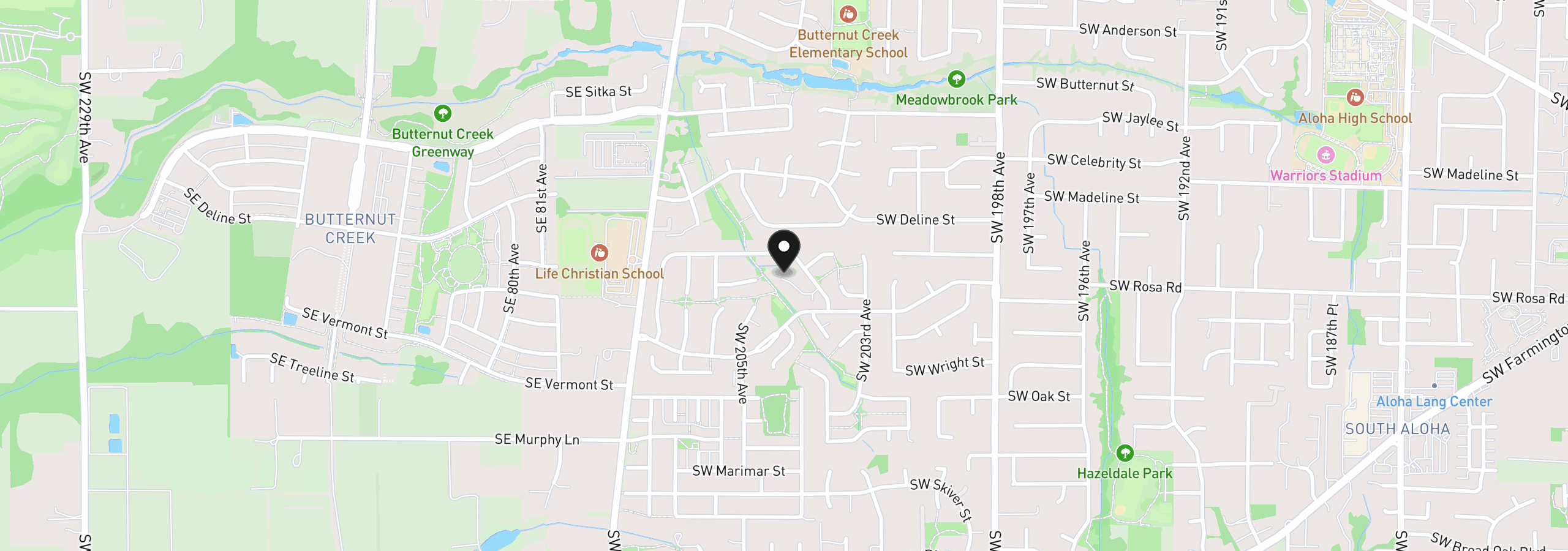Map showing the location of 20474 SW Rosa Dr, Beaverton, OR 97078