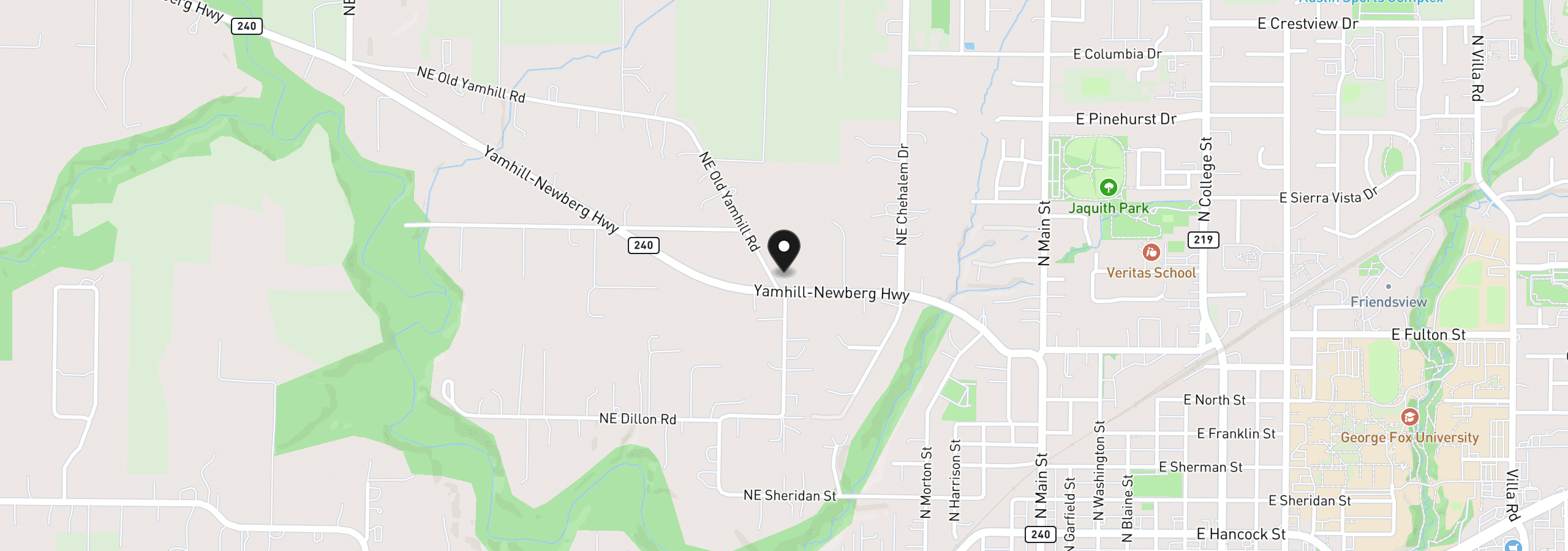 Map showing the location of 24305 NE Highway 240, Newberg, OR 97132