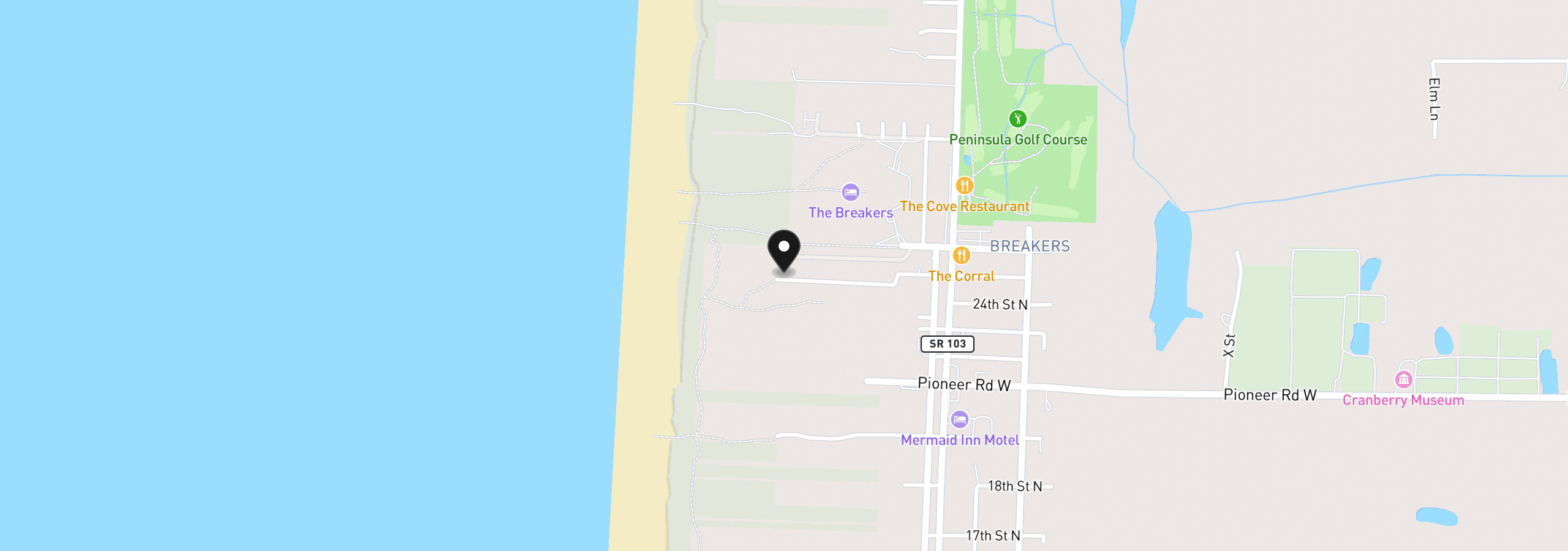 Map showing the location of 238 25th St, Long Beach, Wa 98631