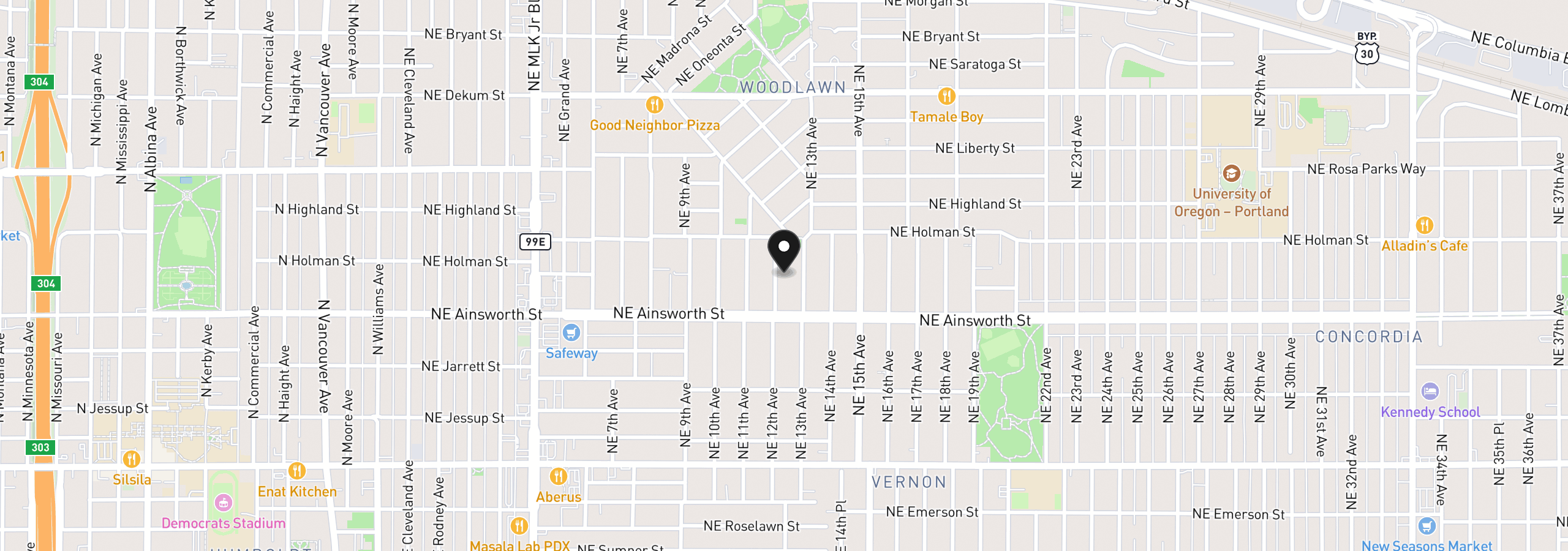 Map showing the location of 6126 NE 12th Ave, Portland, OR 97211