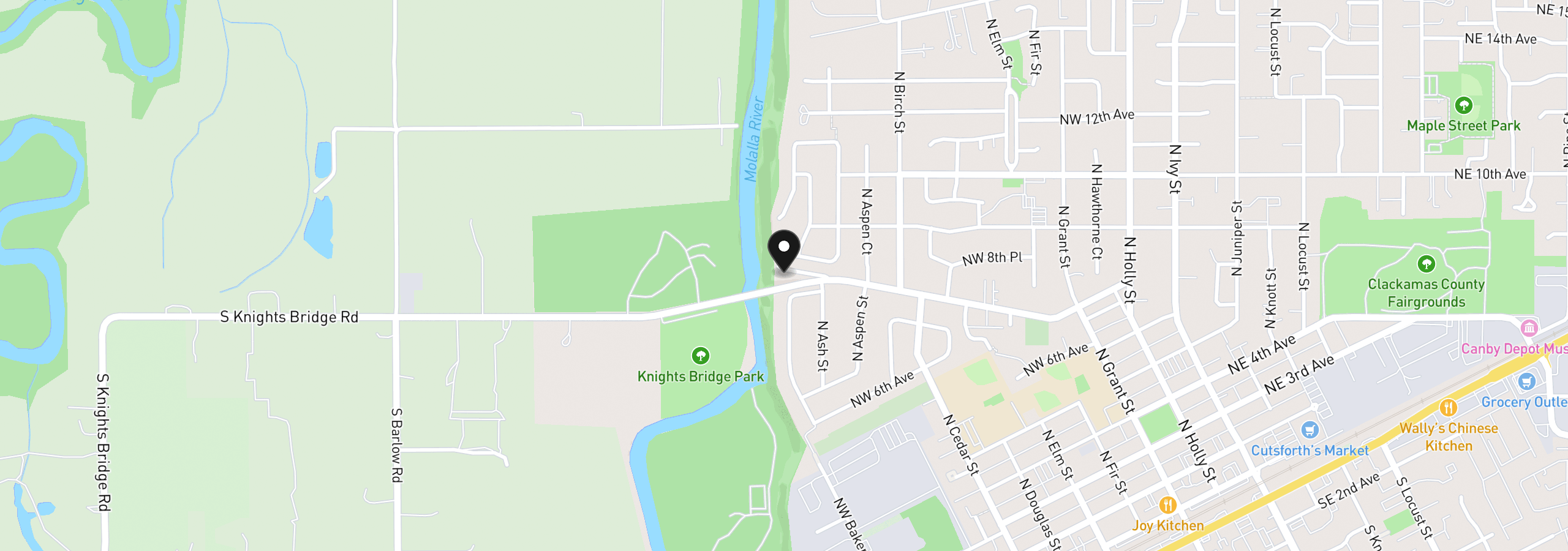 Map showing the location of 1116 N Knights Bridge Rd, Canby, OR 97013