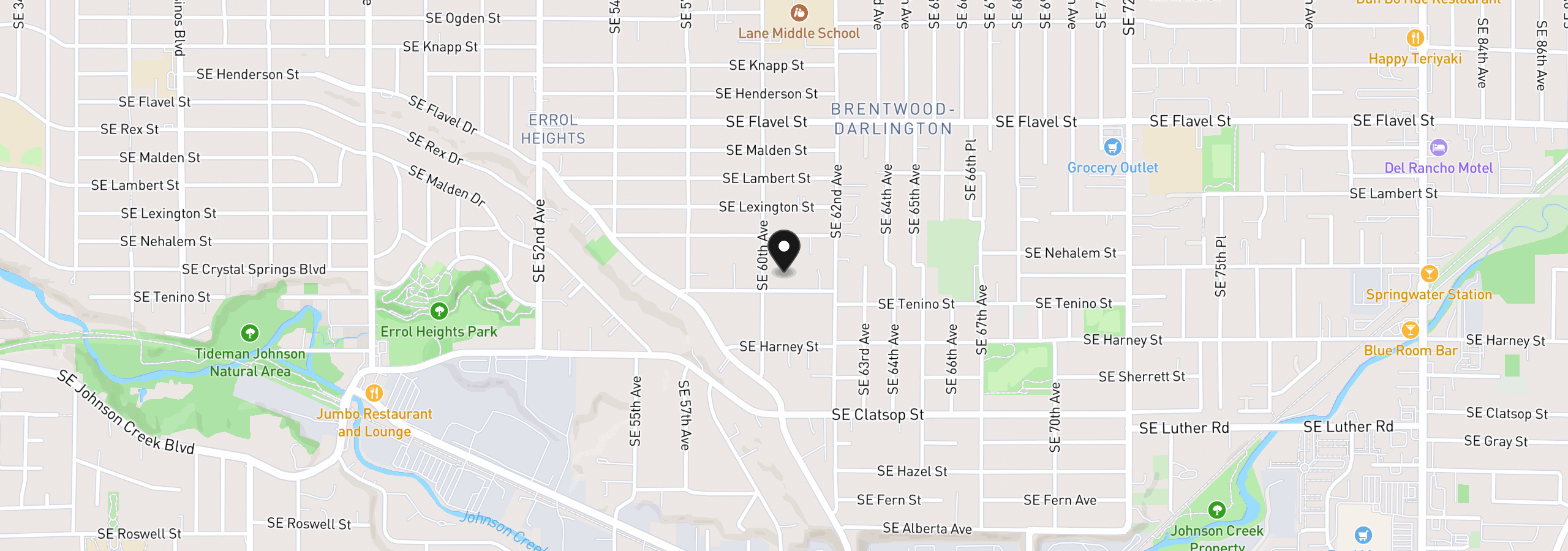 Map showing the location of 6041 SE Tenino St, Portland, OR 97206