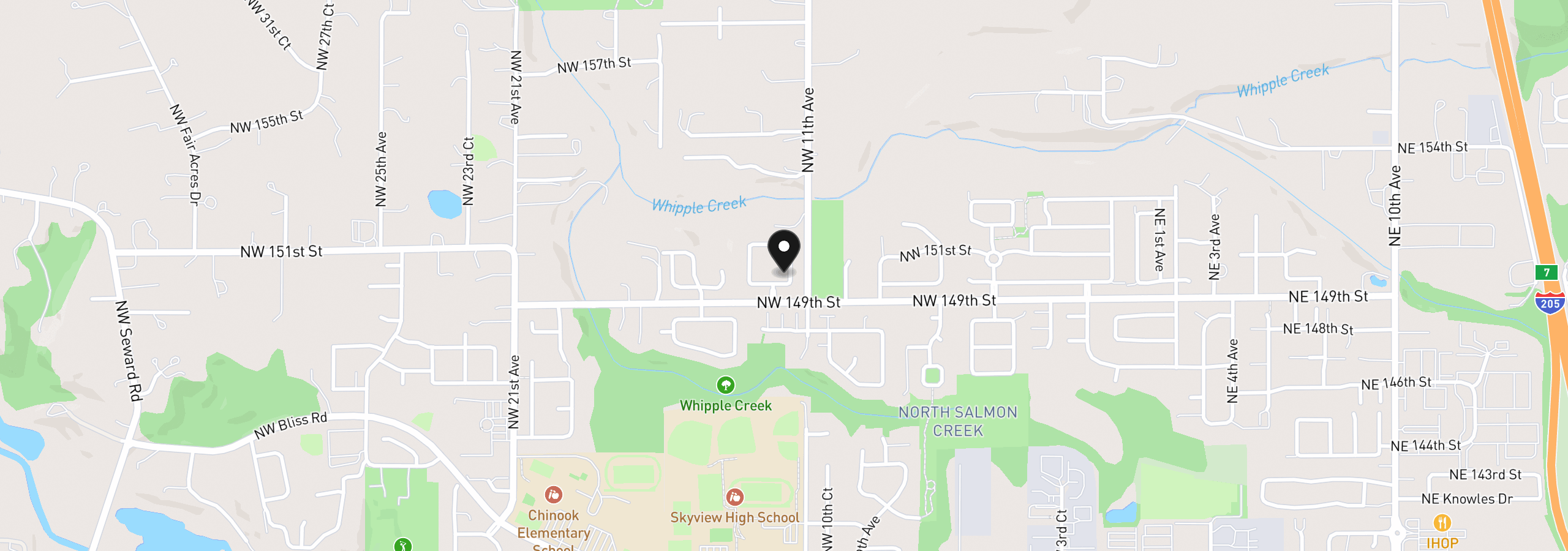 Map showing the location of 1110 NW 150th St, Vancouver, Wa 98685
