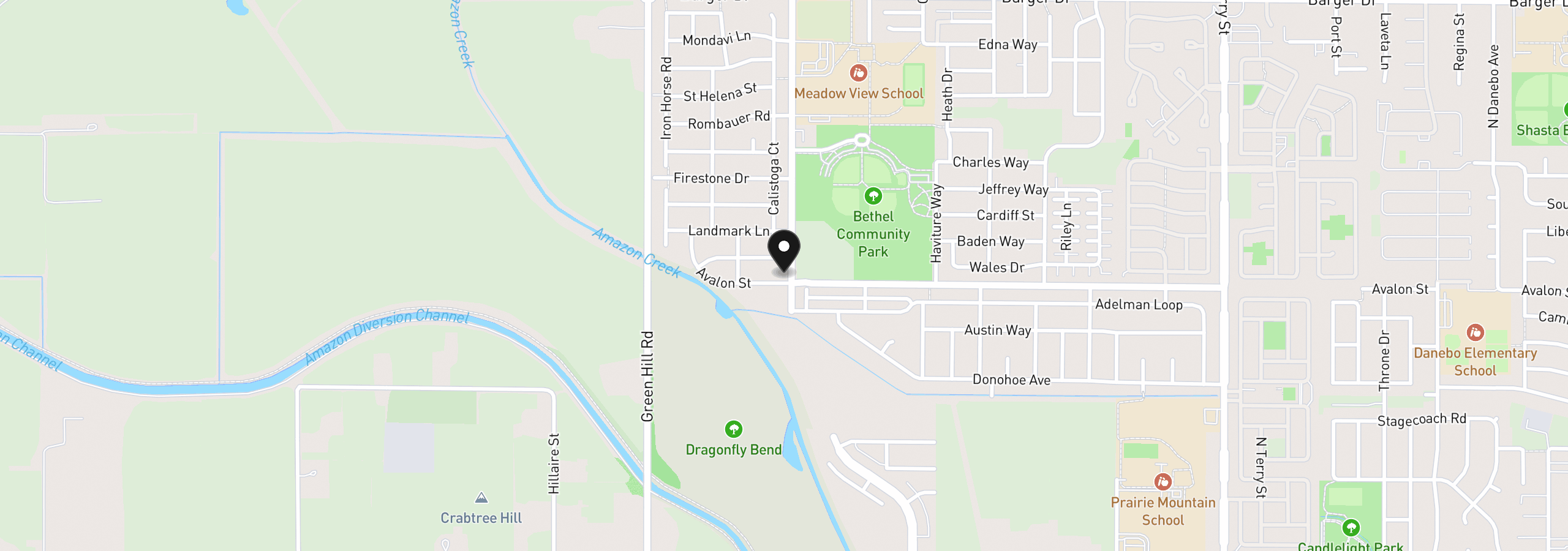 Map showing the location of 5907 Avalon St, Eugene, OR 97402