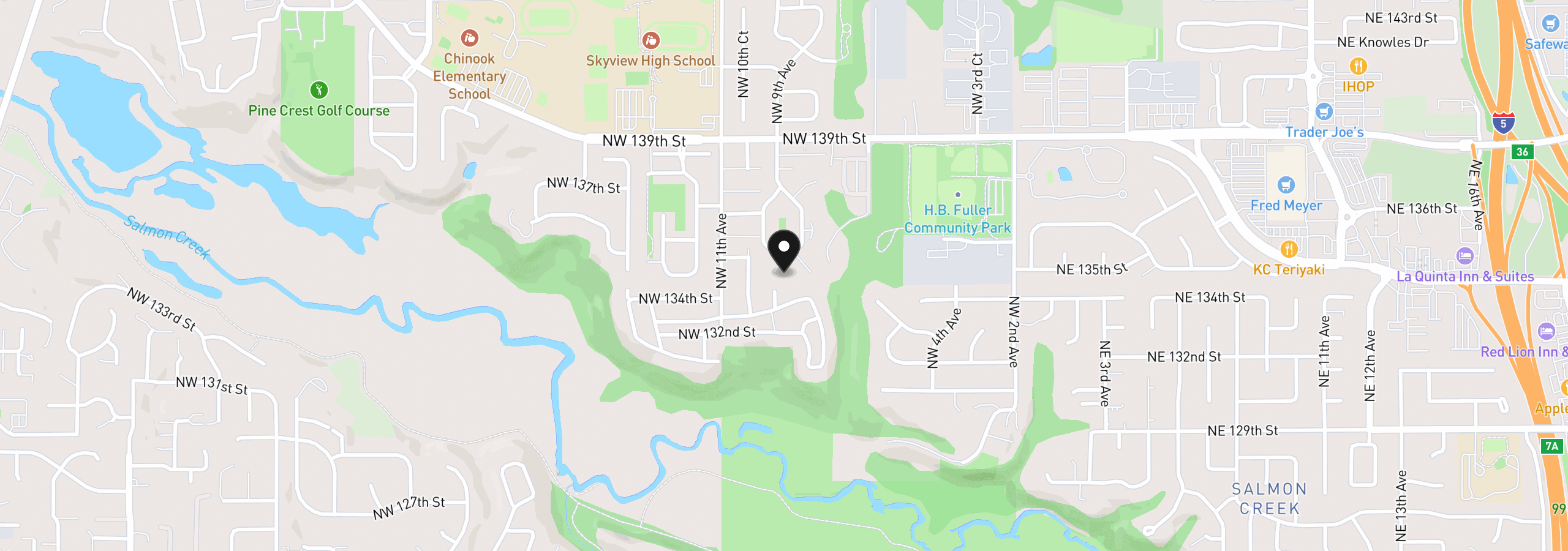 Map showing the location of 13820 NW 10th Ct E, Vancouver, Wa 98685