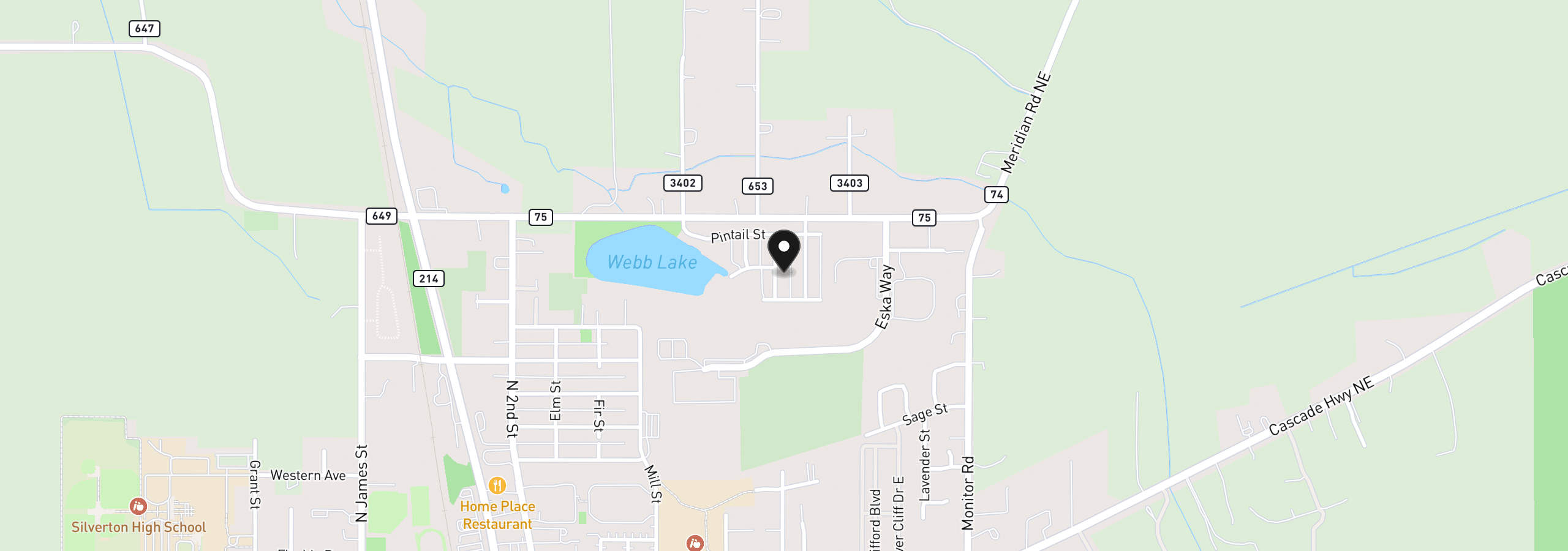 Map showing the location of 1607 Wood Duck St, Silverton, OR 97381