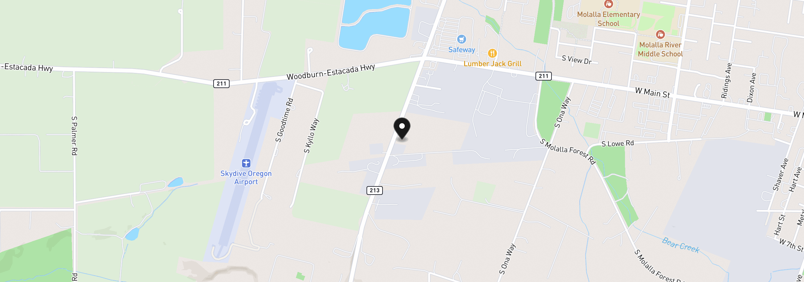 Map showing the location of 31778 S Hwy 213, Molalla, OR 97038