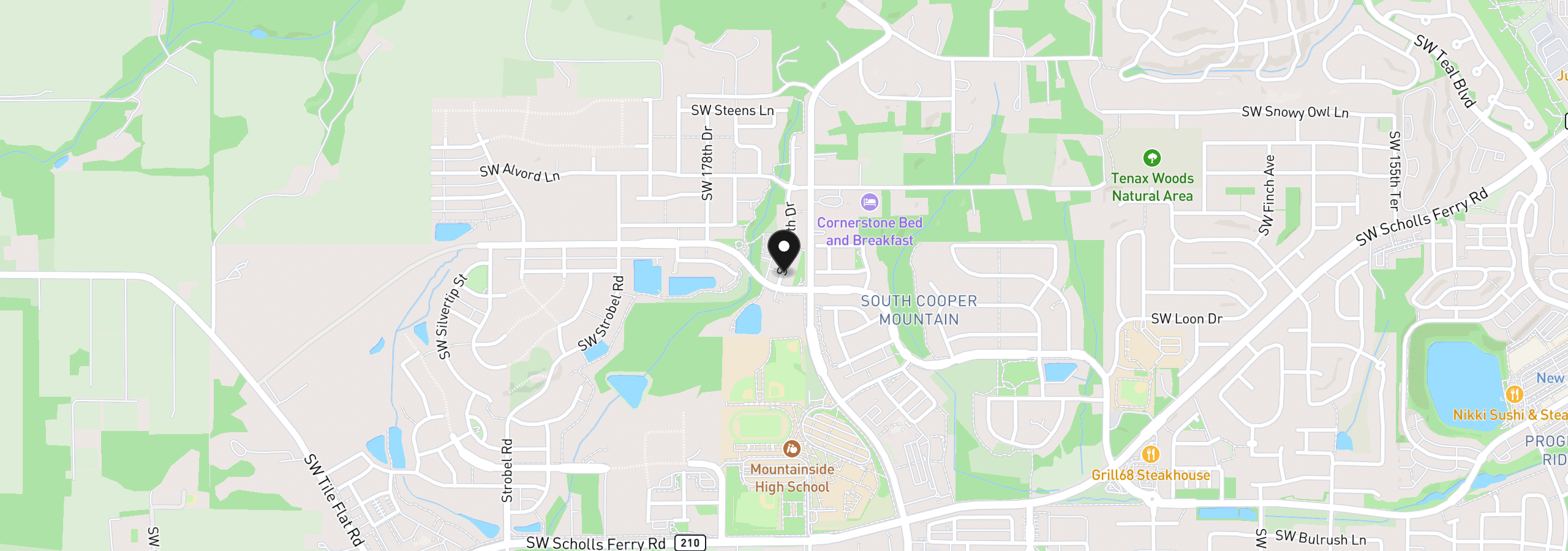 Map showing the location of 11850 SW 176th Dr, Beaverton, OR 97007