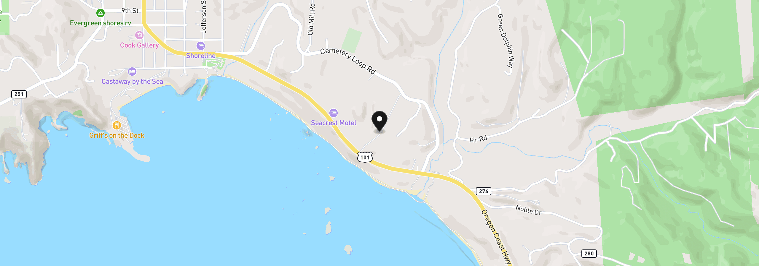 Map showing the location of Hubbard Ln. 5, Port Orford, OR 97465