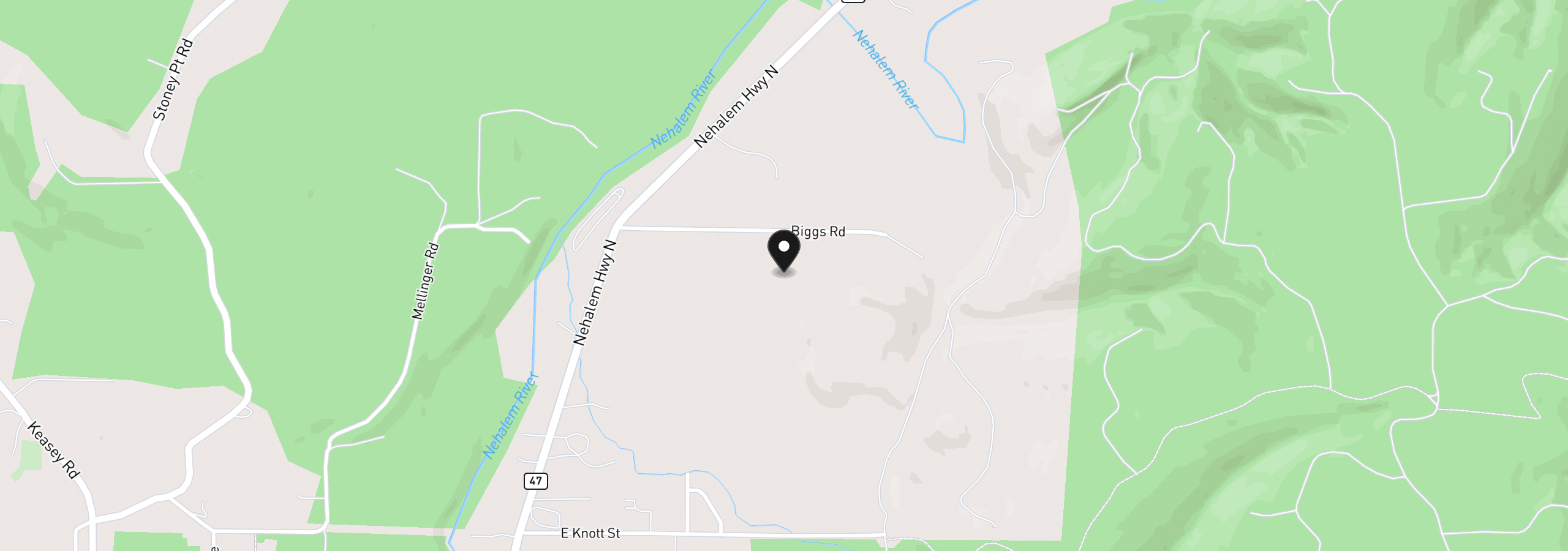 Map showing the location of 19512 Biggs Rd, Vernonia, OR 97064