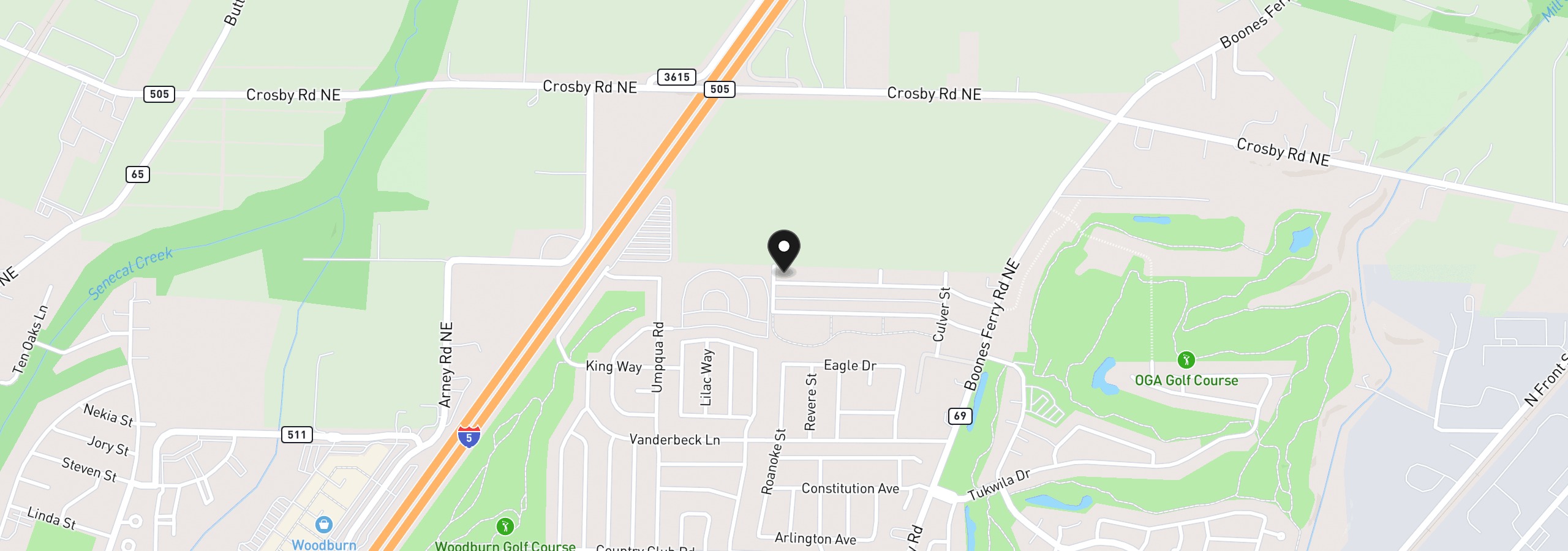 Map showing the location of 1393 Owl Ave, Woodburn, OR 97071