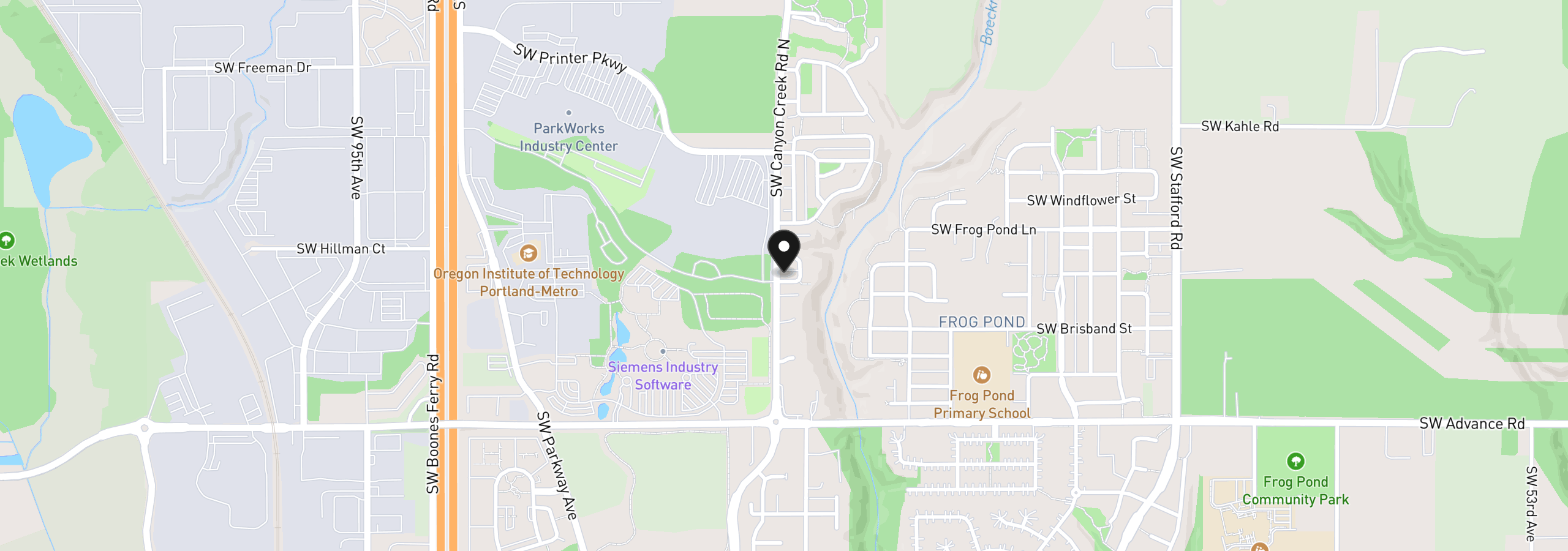 Map showing the location of 27463 SW Copper Creek Loop, Wilsonville, OR 97070