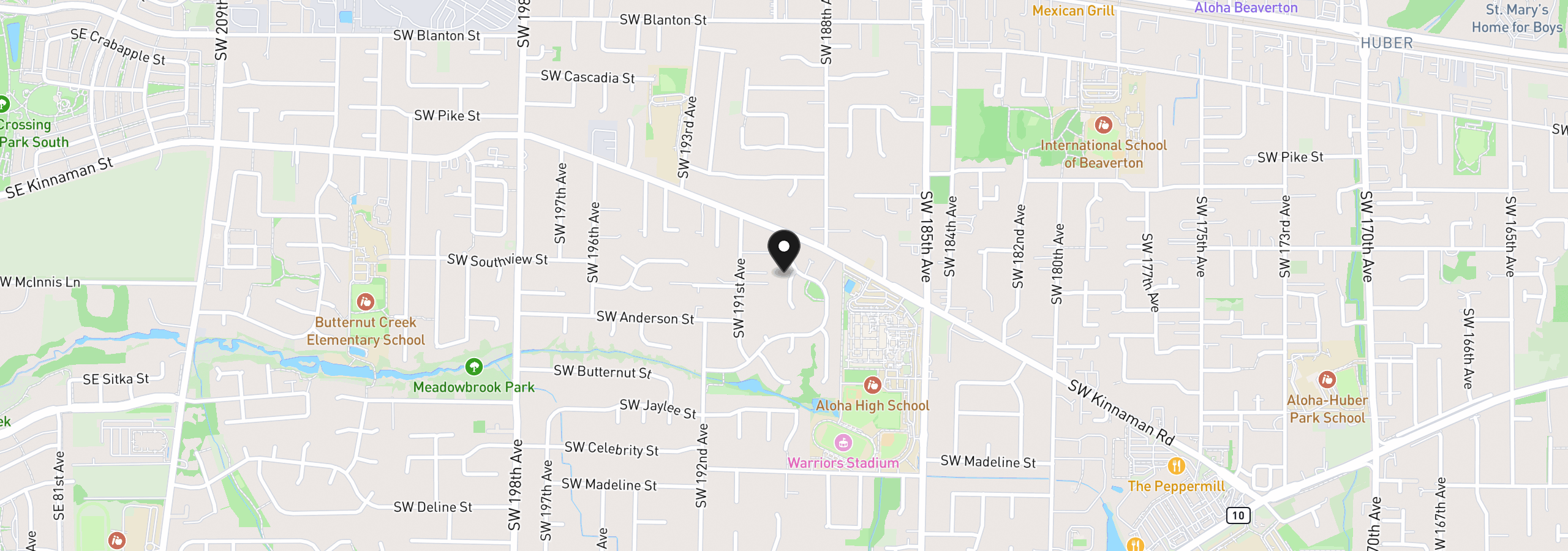 Map showing the location of 4625 SW 189th Pl, Beaverton, OR 97078