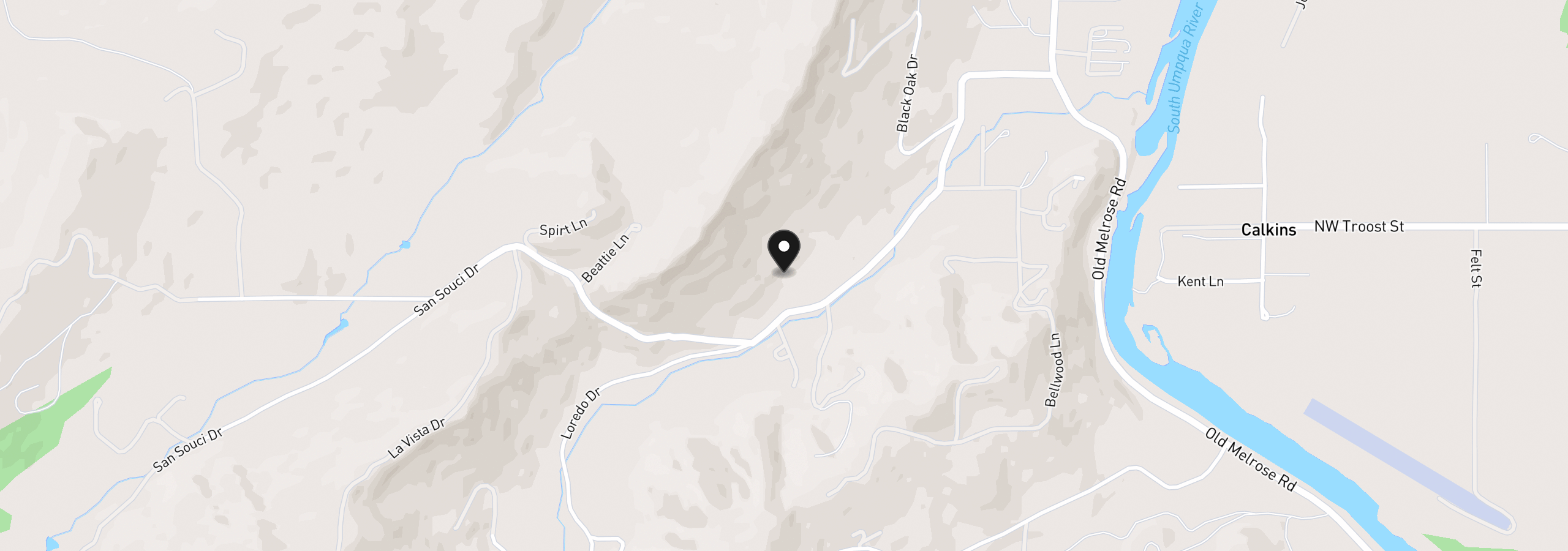 Map showing the location of 855 San Souci Dr, Roseburg, OR 97471