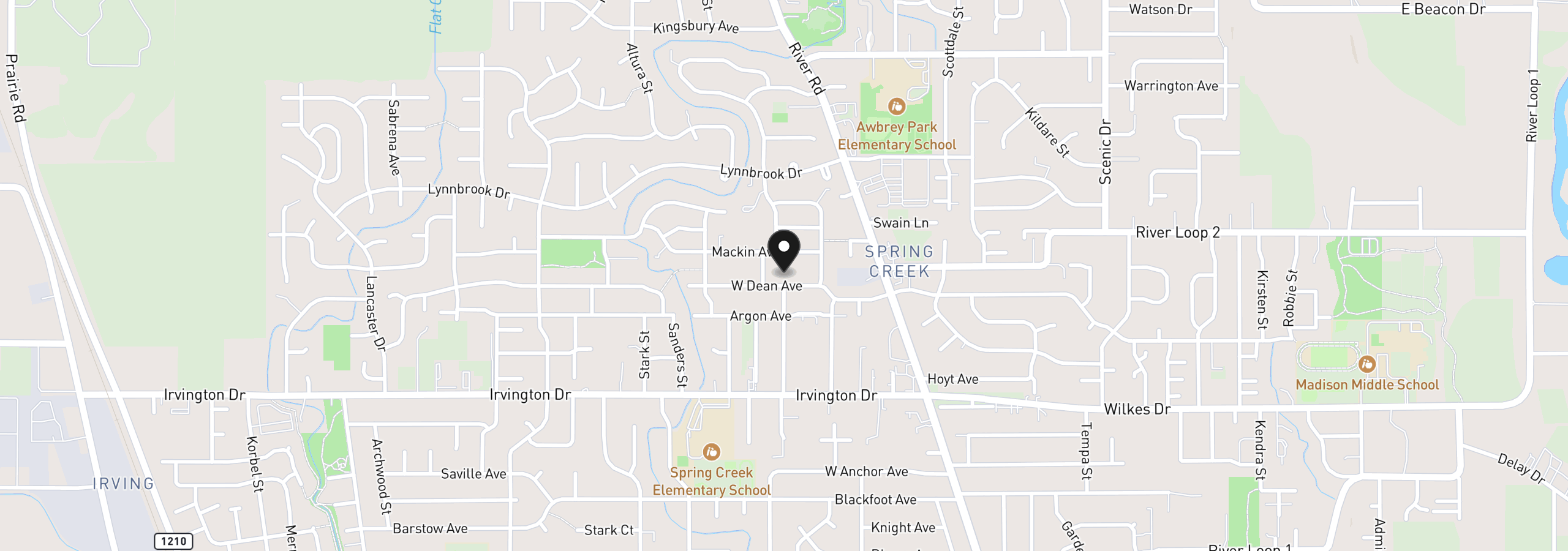 Map showing the location of 171 W Dean Ave, Eugene, OR 97404