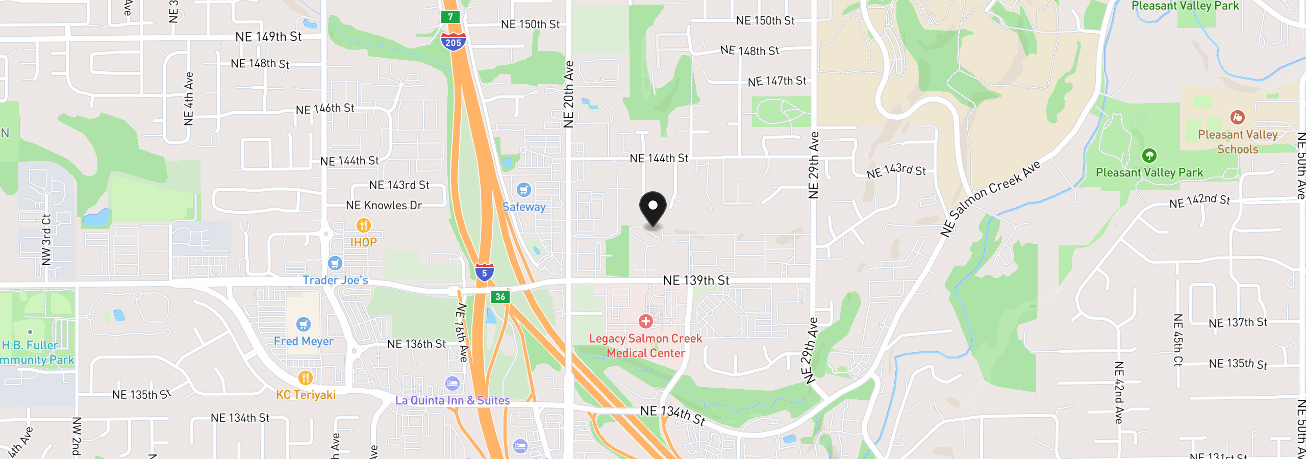 Map showing the location of 2220 NE 141st Way, Vancouver, Wa 98686