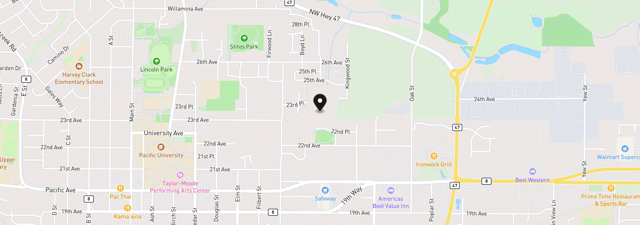 Map showing the location of Kingwood, Forest Grove, OR 97116