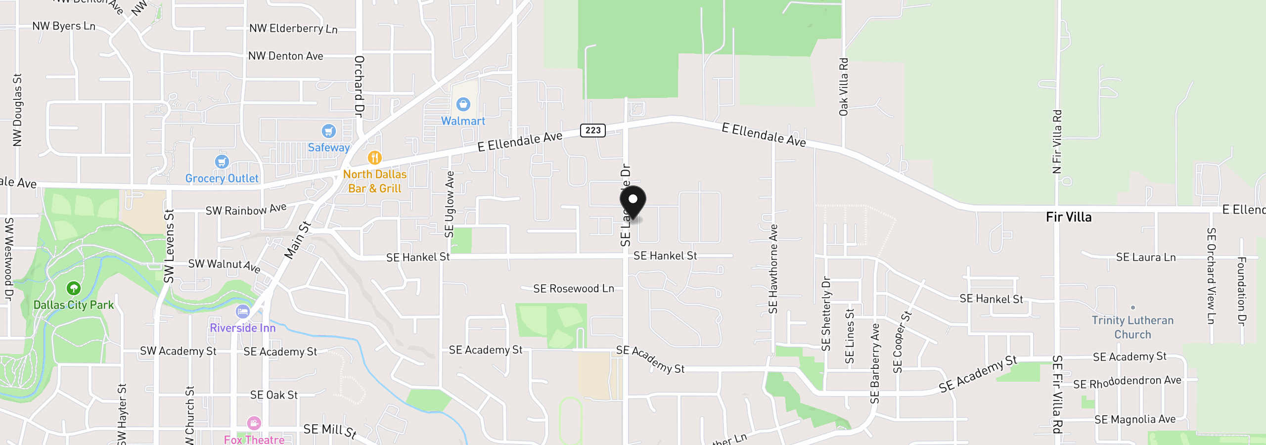Map showing the location of 300 SE Lacreole Dr 212, Dallas, OR 97338