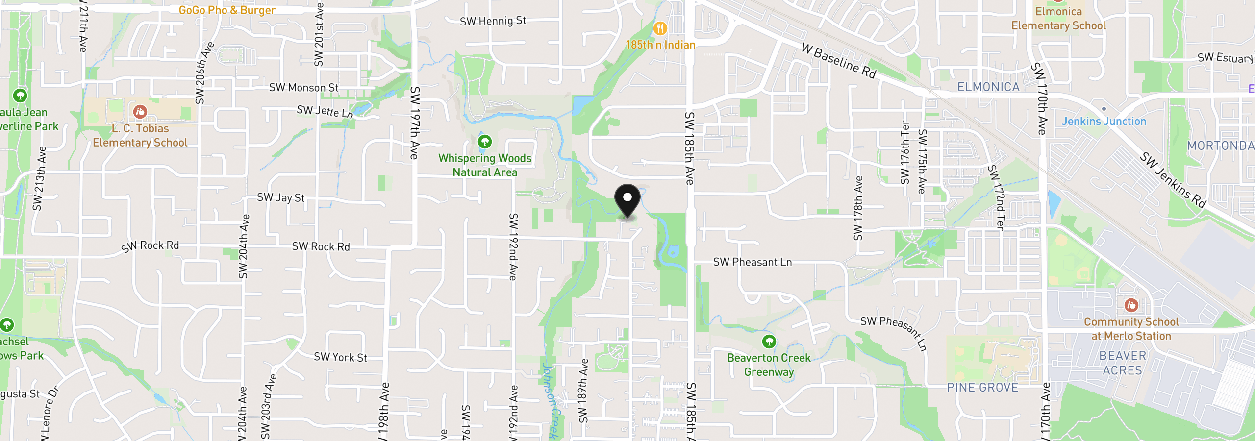 Map showing the location of 18795 SW Vista St, Beaverton, OR 97003