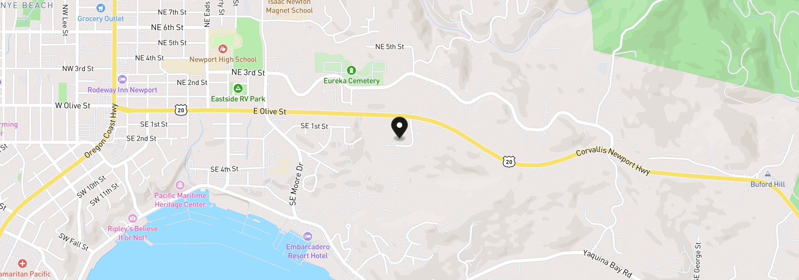 Map showing the location of 128 SE Norman St, Newport, OR 97365