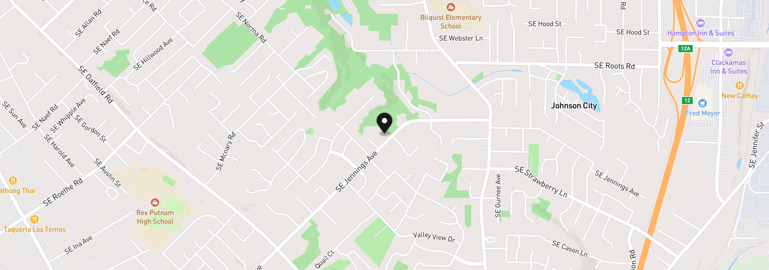 Map showing the location of 6905 SE Jennings Ave, Milwaukie, OR 97267