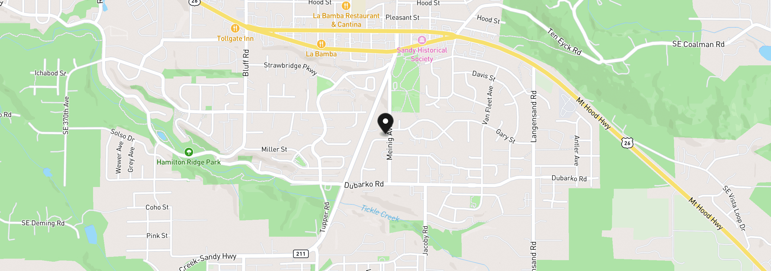 Map showing the location of 18161 Meinig Ave, Sandy, OR 97055