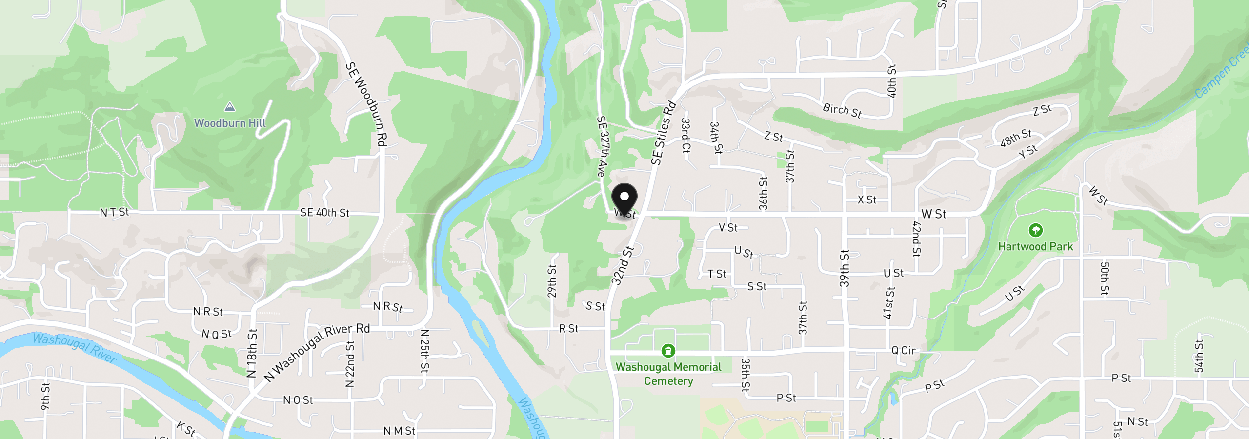 Map showing the location of 2207 32nd St, Washougal, Wa 98671