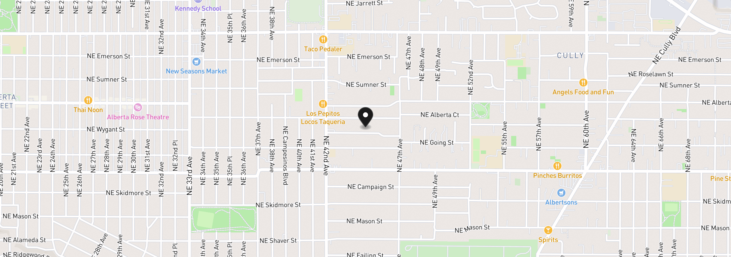 Map showing the location of 4435 NE Wygant St, Portland, OR 97218