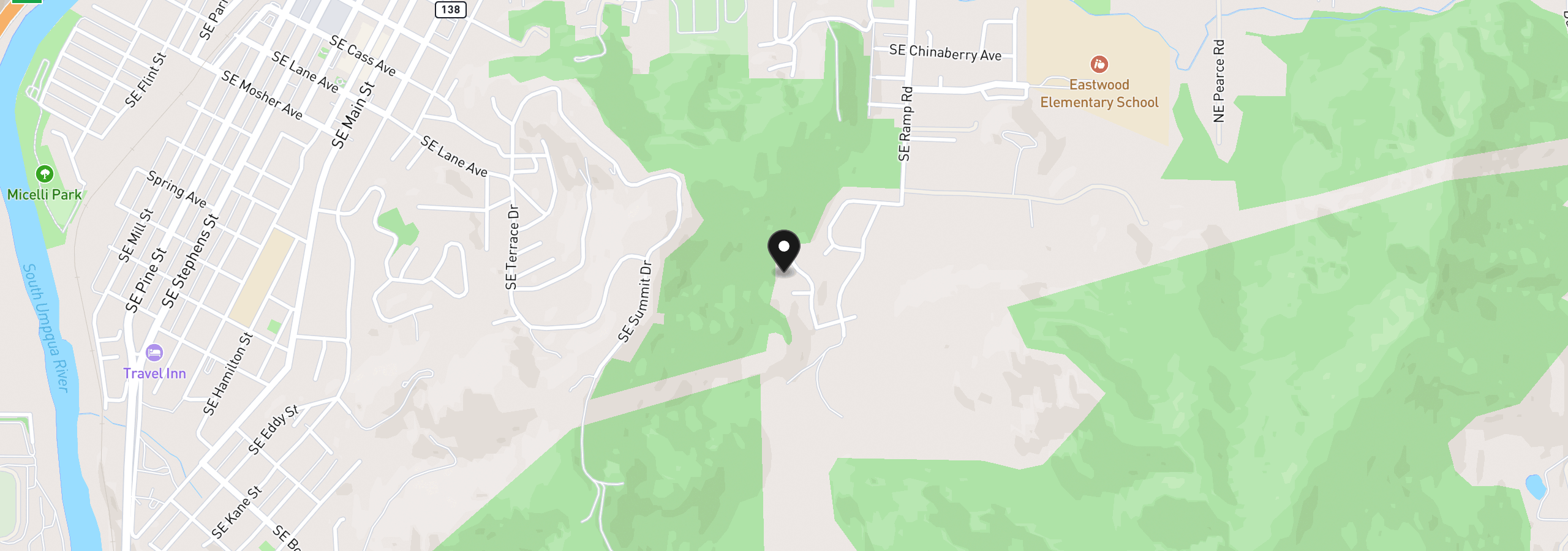 Map showing the location of 928 SE Golden Eagle Ave, Roseburg, OR 97470