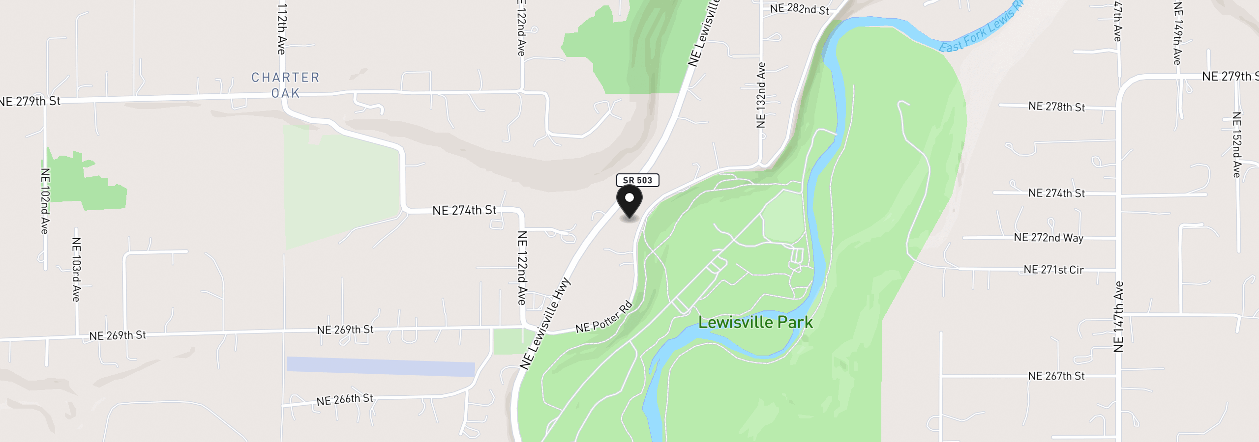 Map showing the location of 12618 NE Potter Rd, Battle Ground, Wa 98604