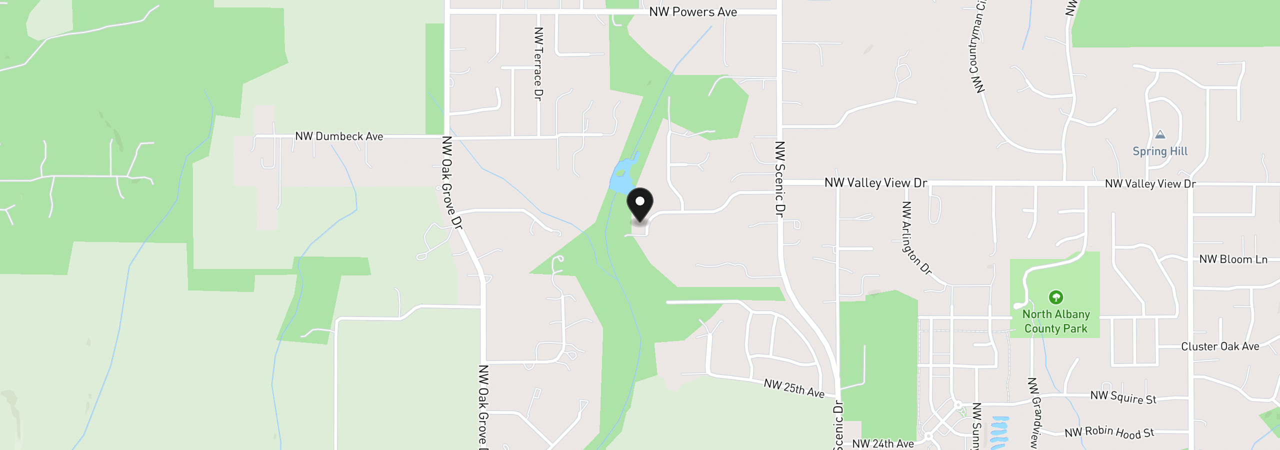 Map showing the location of 4075 NW Camala Dr, Albany, OR 97321