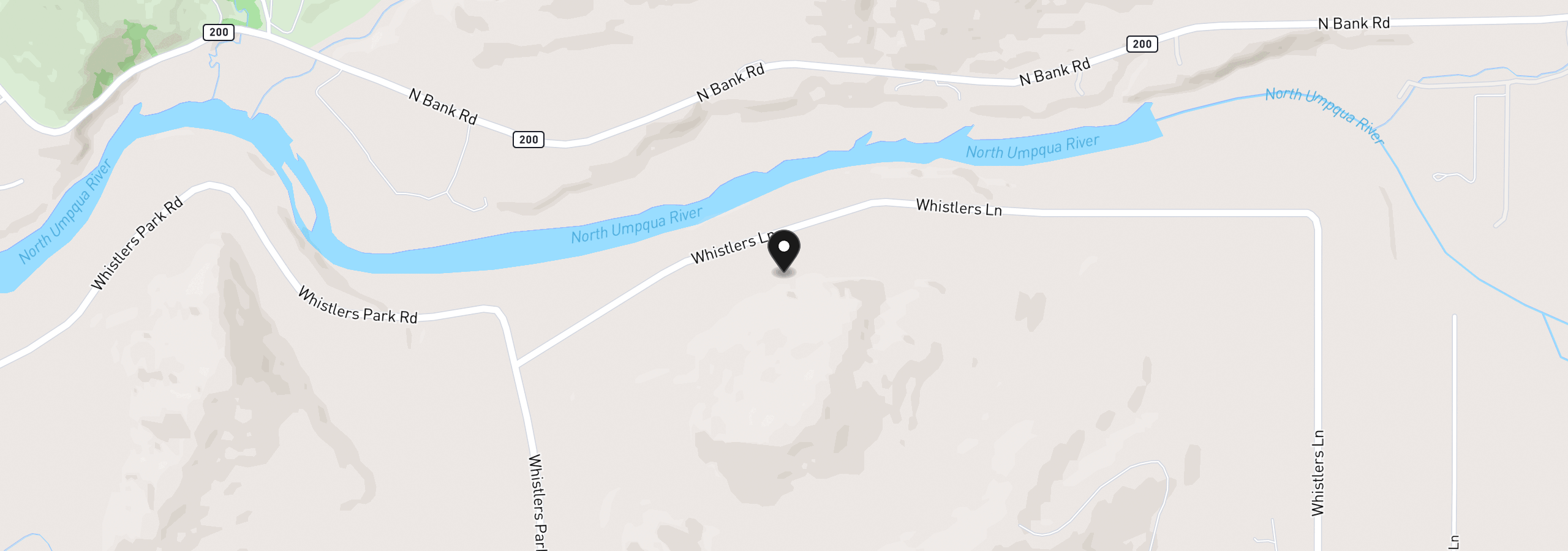 Map showing the location of 647 Whistlers Ln, Roseburg, OR 97470