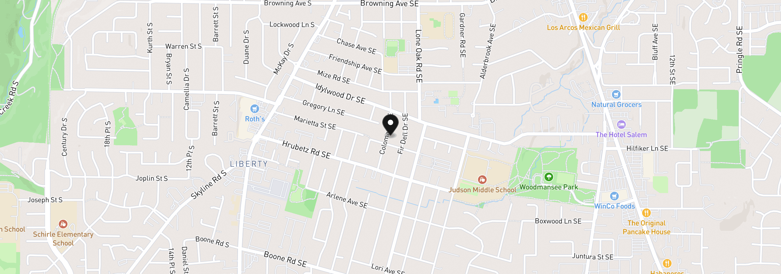 Map showing the location of 4472 Coloma Dr SE, Salem, OR 97302