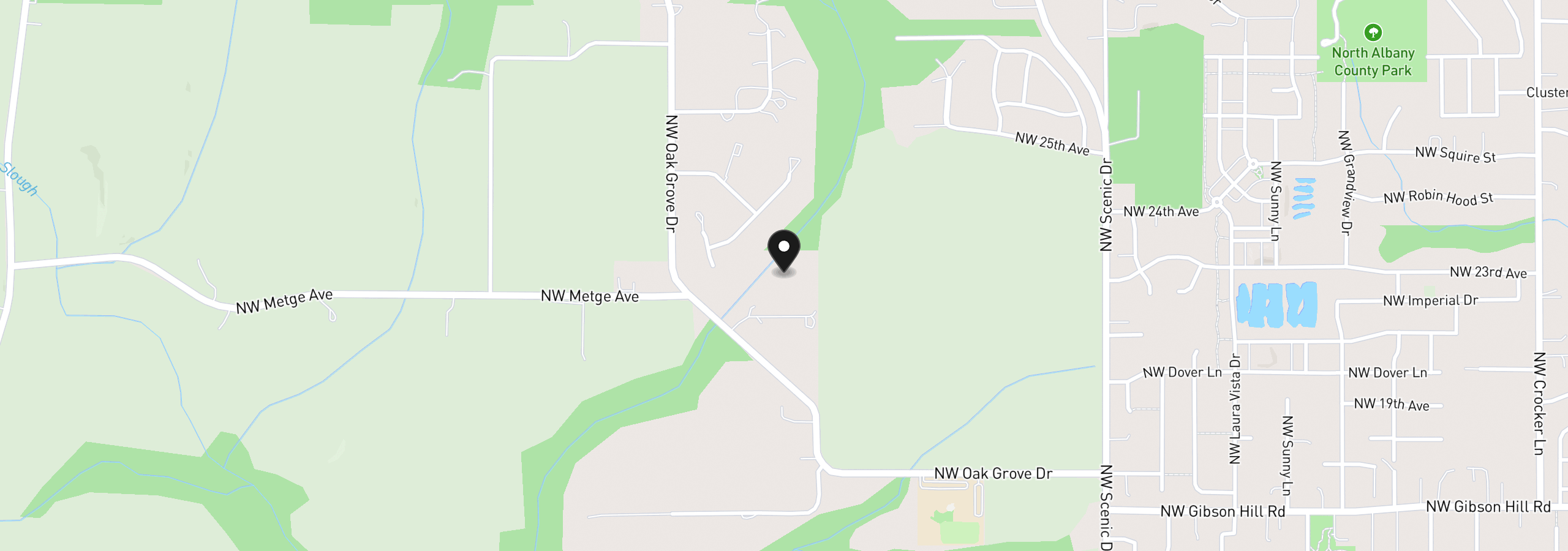 Map showing the location of 0 Adjacent Oak Grove Dr NW, Albany, OR 97321