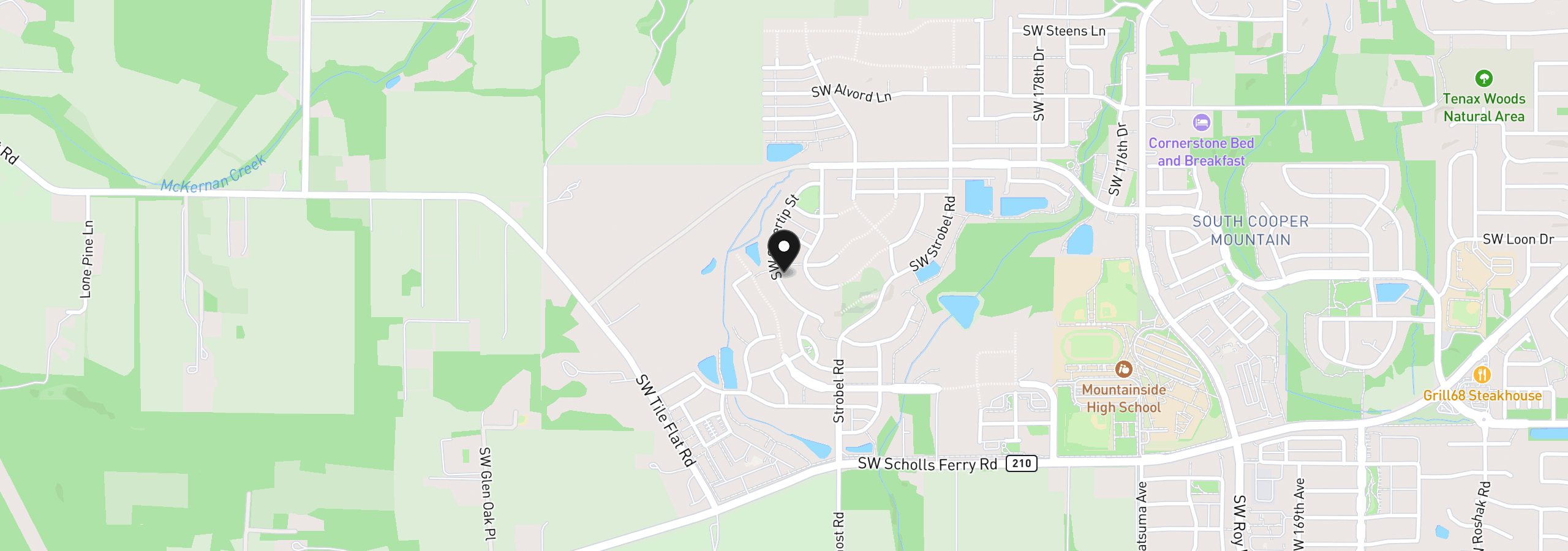 Map showing the location of 12370 SW Silvertip St, Beaverton, OR 97007