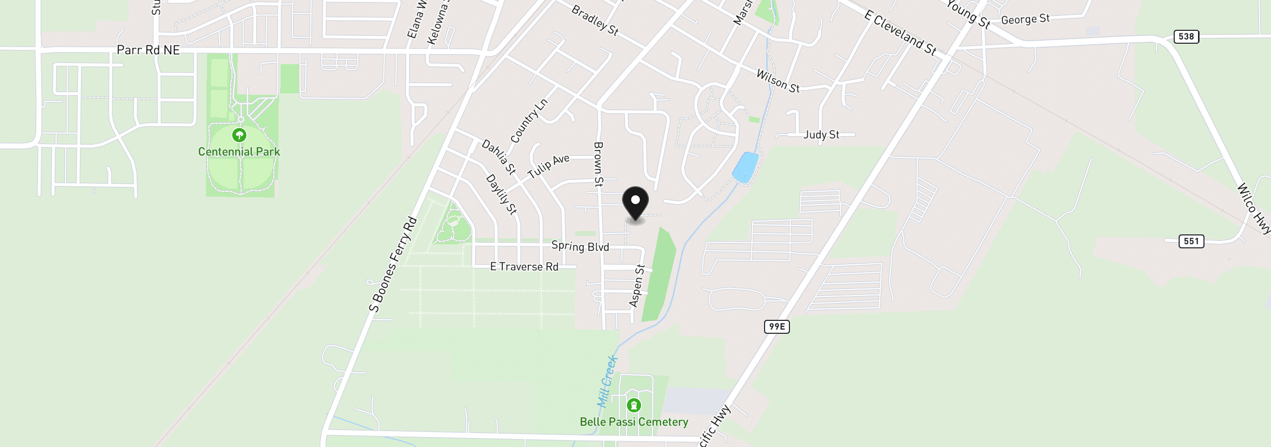 Map showing the location of 590 Vail Ave, Woodburn, OR 97071
