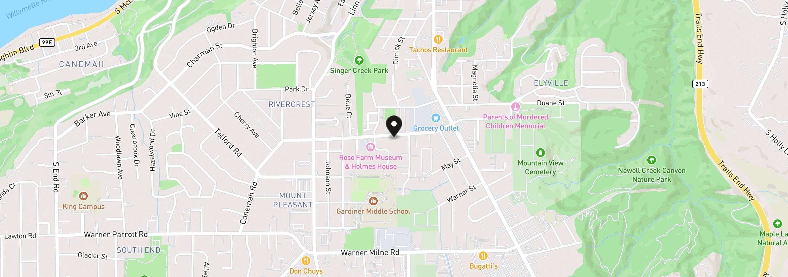 Map showing the location of 572 Holmes Ln, Oregon City, OR 97045