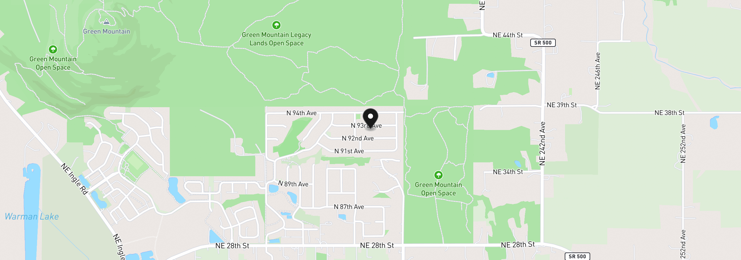 Map showing the location of 5343 N 93rd Ave Lt 281, Camas, Wa 98607