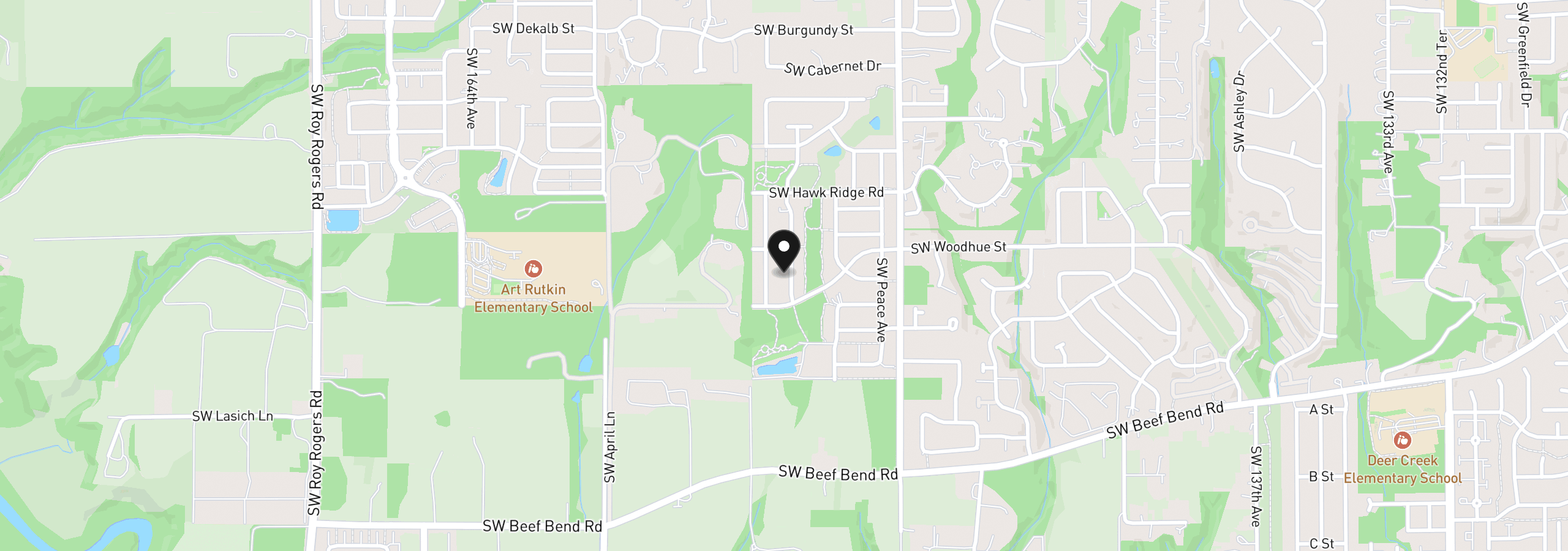 Map showing the location of 15639 SW Missouri Ave, Tigard, OR 97224