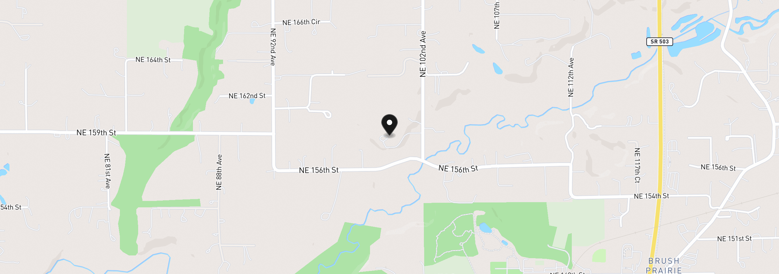 Map showing the location of 15830 NE 102nd Ave, Battle Ground, Wa 98604