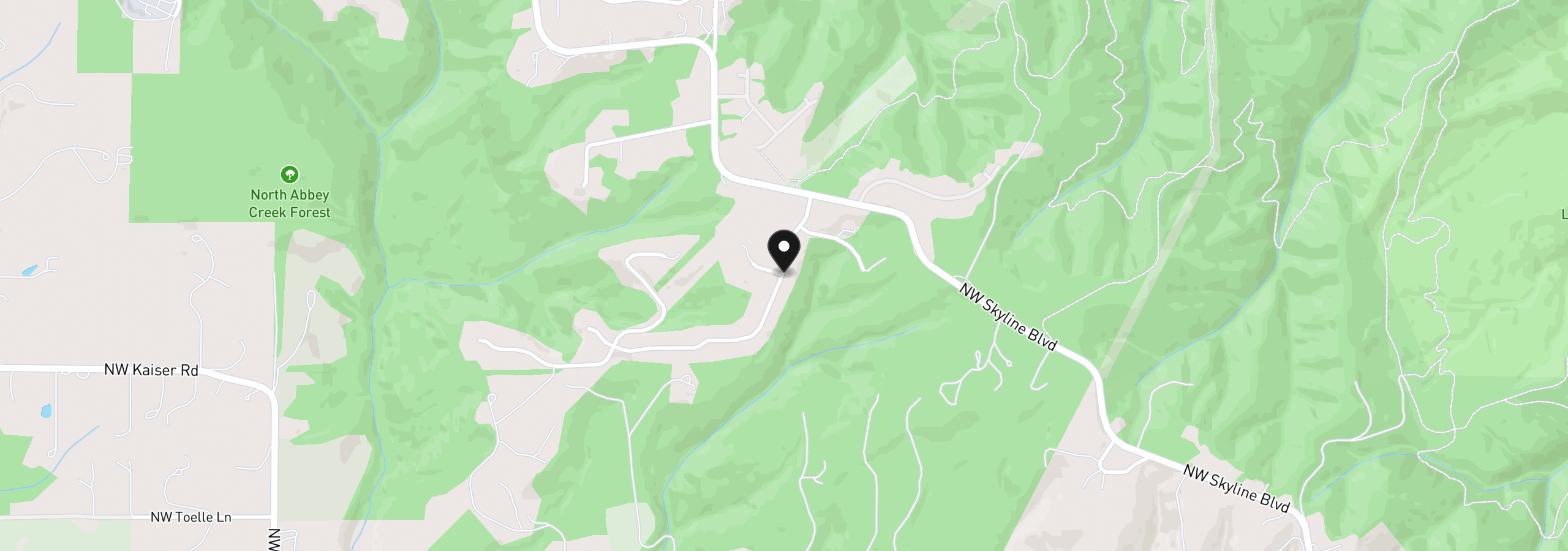 Map showing the location of 9820 NW Skyview Dr, Portland, OR 97231