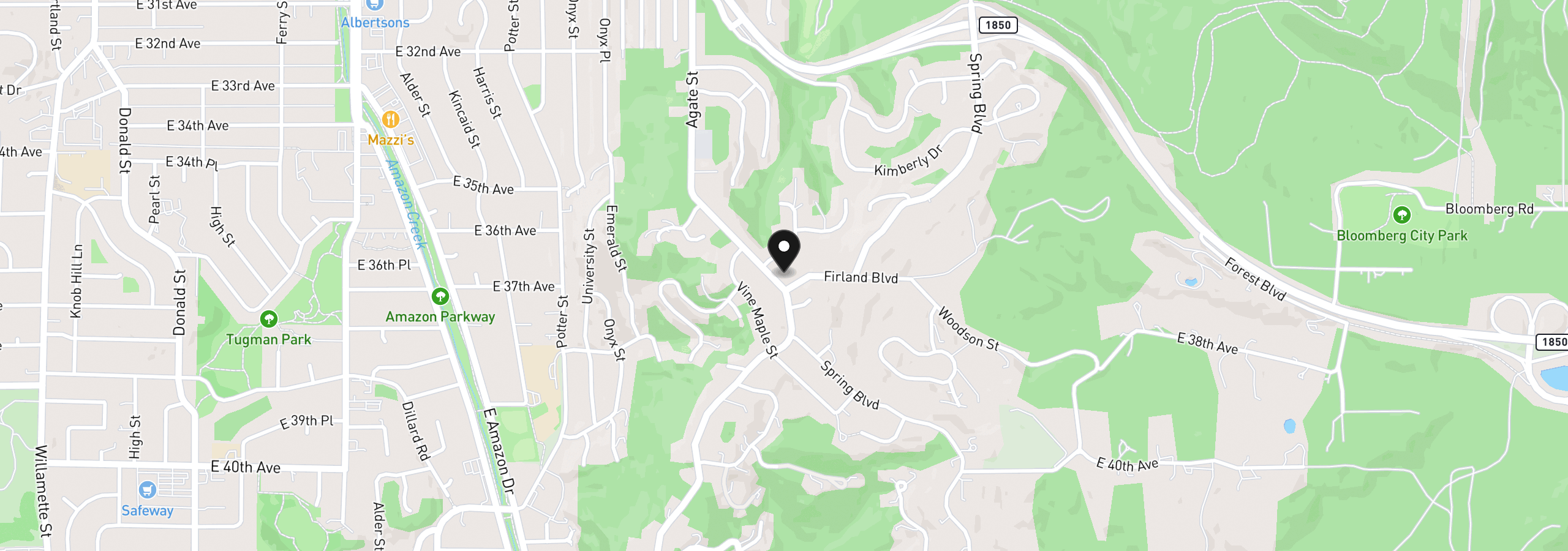 Map showing the location of 3659 Agate St, Eugene, OR 97405