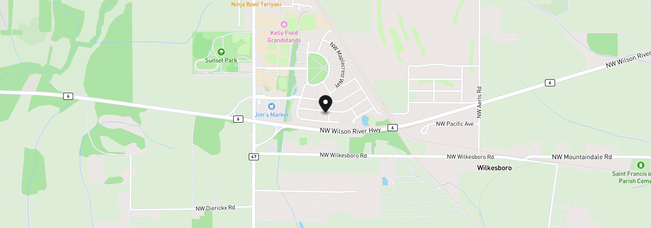 Map showing the location of 12389 NW Groveshire Ave, Banks, OR 97106