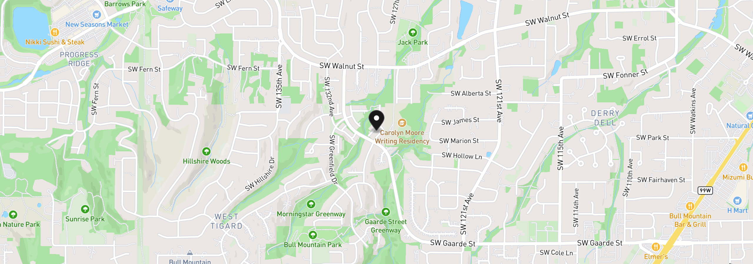 Map showing the location of 13200 SW Raptor Pl, Portland, OR 97223