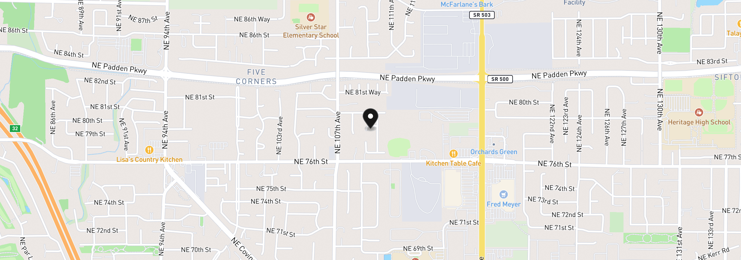 Map showing the location of 10901 NE 79th Cir, Vancouver, Wa 98662