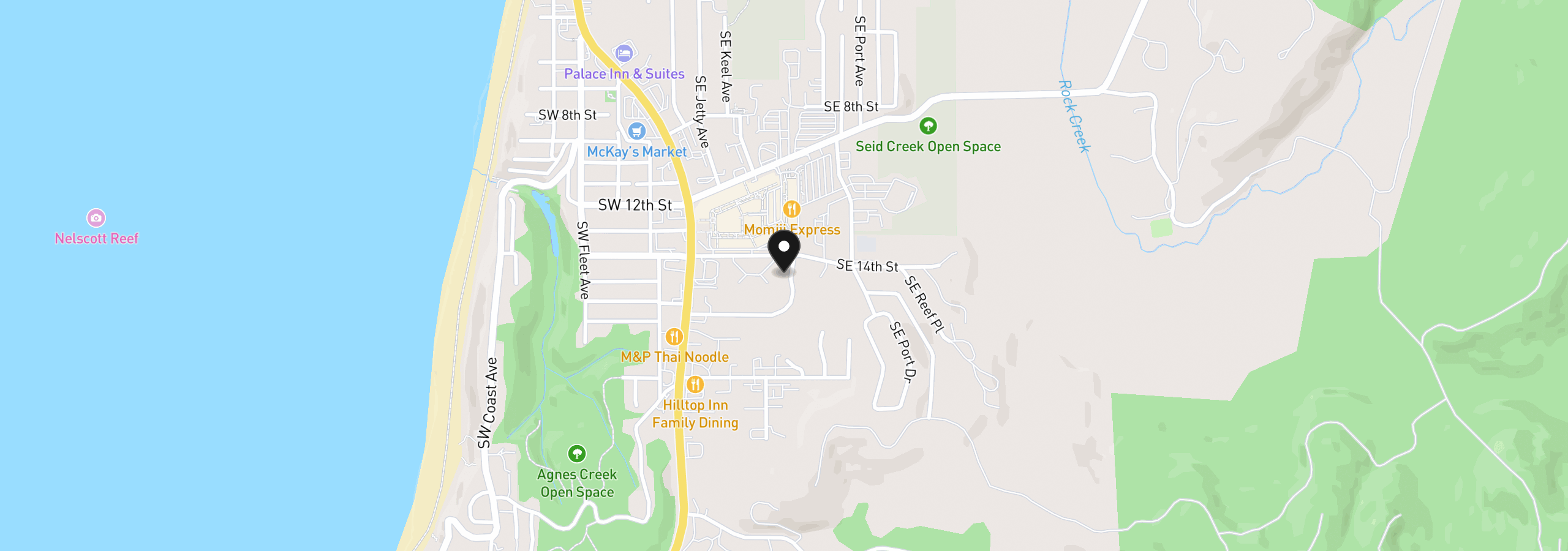Map showing the location of 1453 SE Marine Ave, Lincoln City, OR 97367
