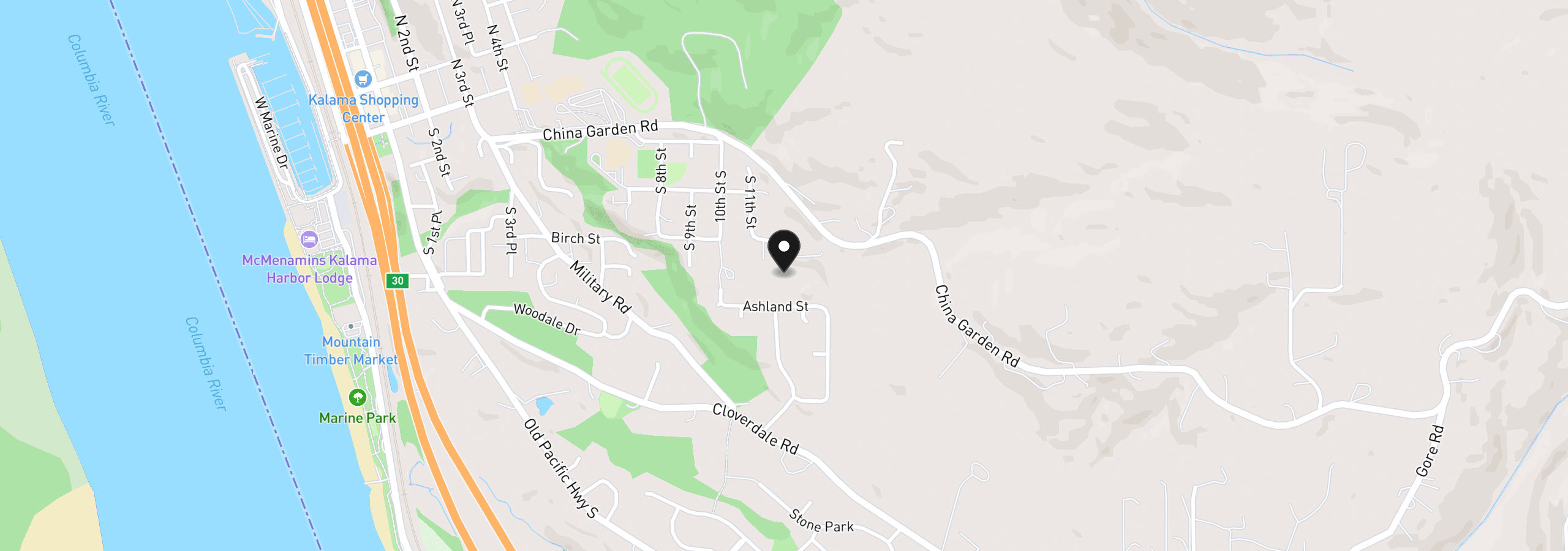 Map showing the location of 406 Chehalis, Kalama, Wa 98625
