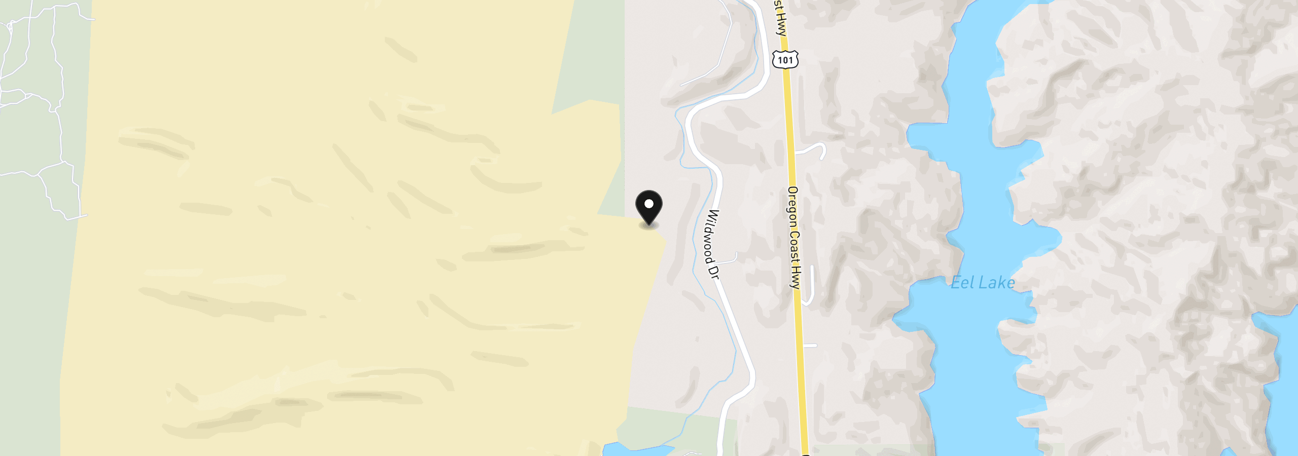 Map showing the location of 747 Pacific Dunes Dr, North Bend, OR 97459